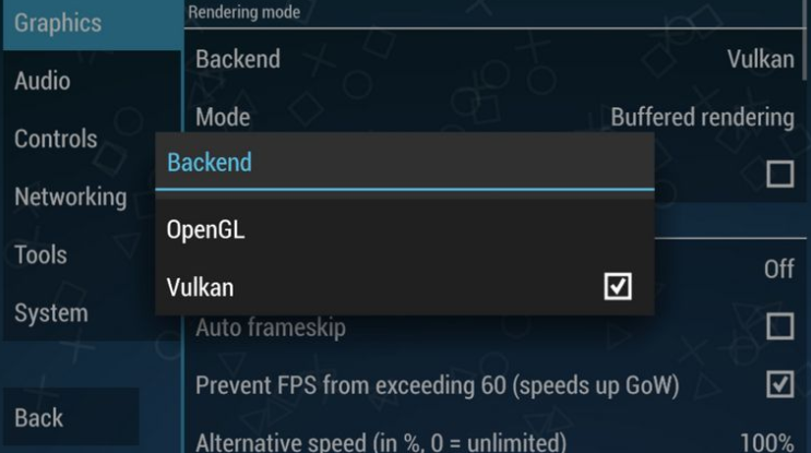 PPSSPP Rendering mode settings