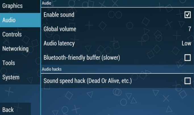 audio settings for ppsspp android