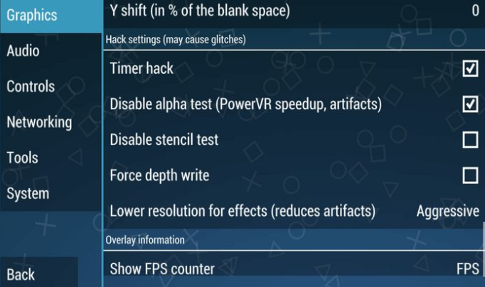 settings for psp emulator