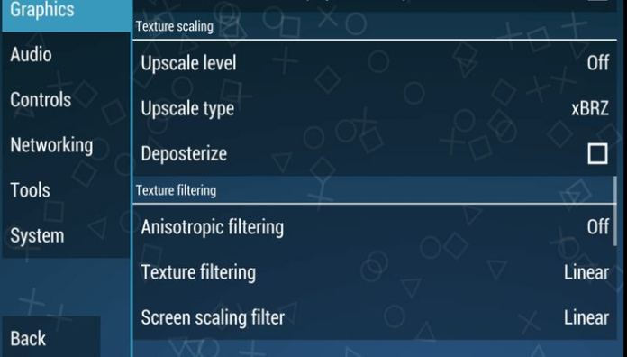 texture scaling and filtering settings in ppsspp android